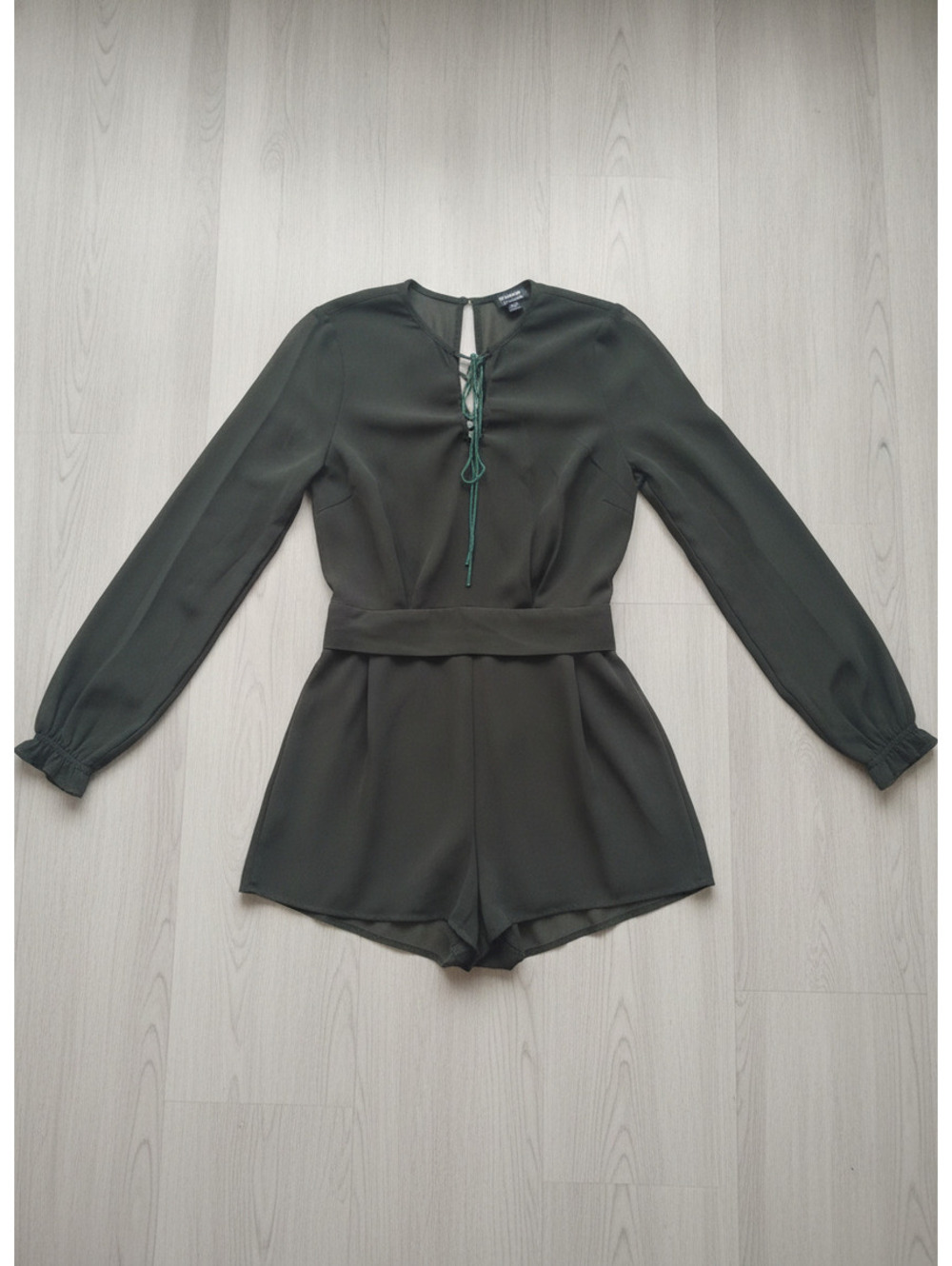 Hommage Women's Olive Green Long Sleeve Romper Medium